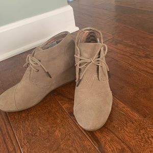 TOMS suede wedge booties